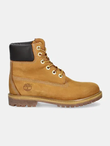 Botki Timberland skórzane na płaskim obcasie beżowe