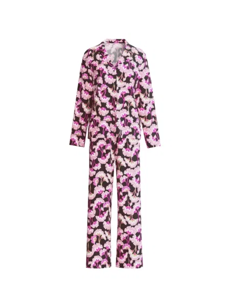 Pijamale Calida cu model floral cu imagine roz