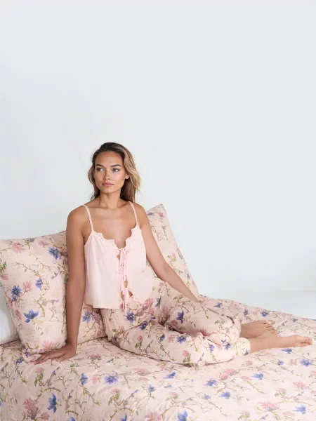 Двокомплектна піжама з квітковим візерунком рожевий