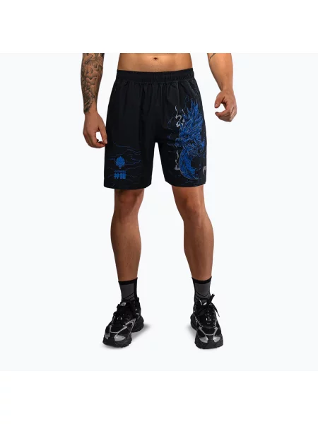 Pantaloni scurți de antrenament pentru bărbați Venum Thunder Dragon Training Black/Royal Blue negru