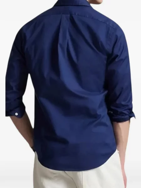 Пуловер Polo Ralph Lauren с автограф с връзки с кръгло деколте синьо