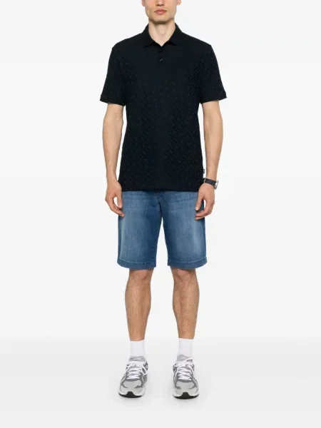 Polo Boss din jacard albastru