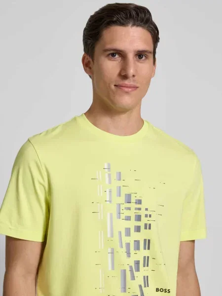 BOSS Green t-shirt z nadrukiem zielony