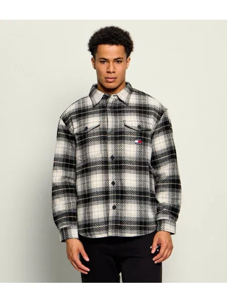 Tommy Jeans Geacă Check | Oversize fit alb