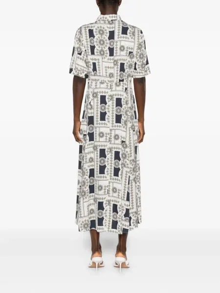 Rochie midi Marc O'polo cu imagine cu imprimeu geometric până la genunchi alb