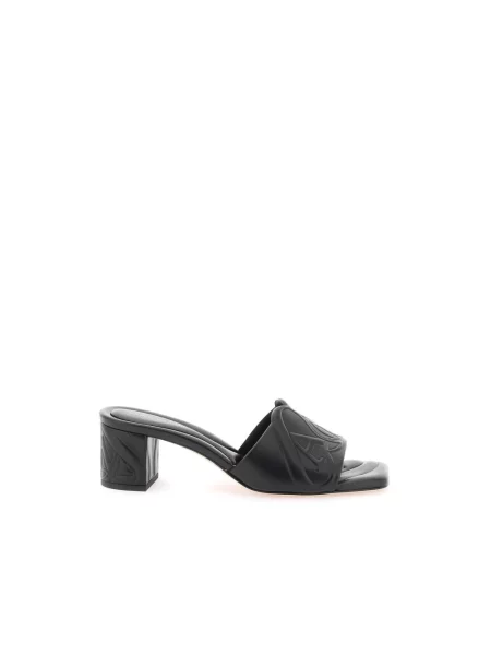 Klapki mules Alexander Mcqueen skórzane czarne