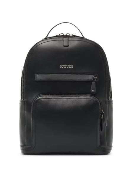 Rucsac Lottusse din piele cu autograf negru