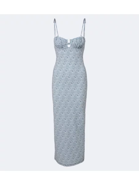Rochie maxi Montce cu model floral albastru