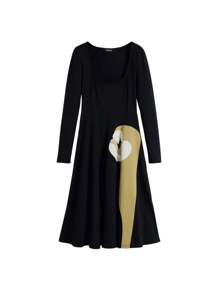 Desigual Rochie ecru / galben muștar negru