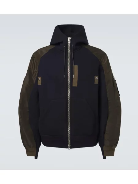 Hanorac cu glugă Sacai din țesătură twill albastru