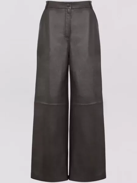 Pantaloni Yves Salomon din piele maro