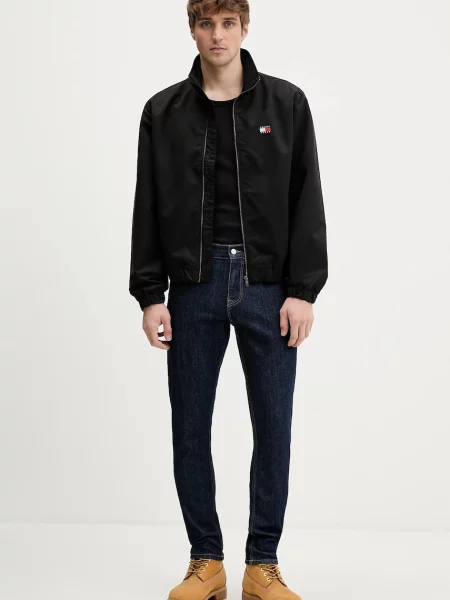 Jakna Tommy Jeans za prijelazno razdoblje crna