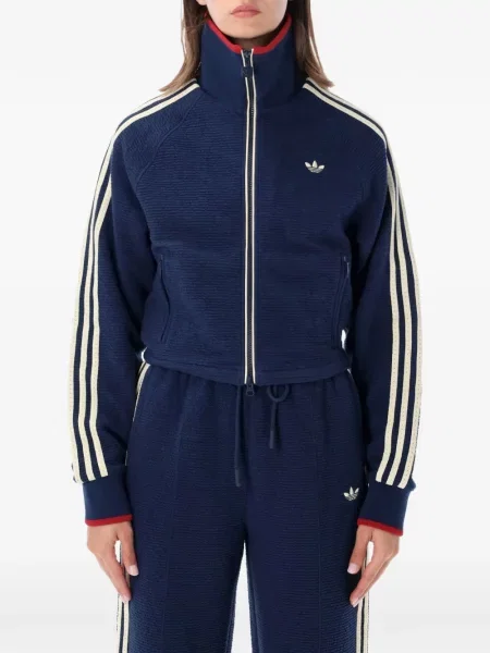 Pantaloni Adidas alergare cu broderie chunky verde
