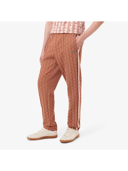 Lacoste Spodnie Dresowe Z Monogramem Paris brązowy