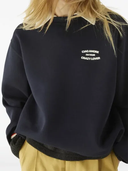 Hanorac crewneck Giada Benincasa cu decolteu rotund albastru
