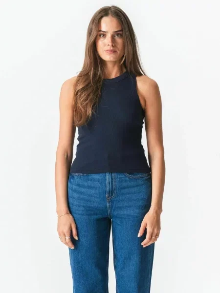 TEESHOPPEN Top Ribbed albastru