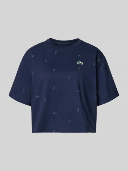 Oversized T-shirt z Mieszanka bawełny Lacoste Sport granatowa