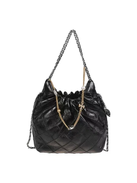 Torebka hobo Tory Burch skórzana z przetarciami bez fiszbin czarna