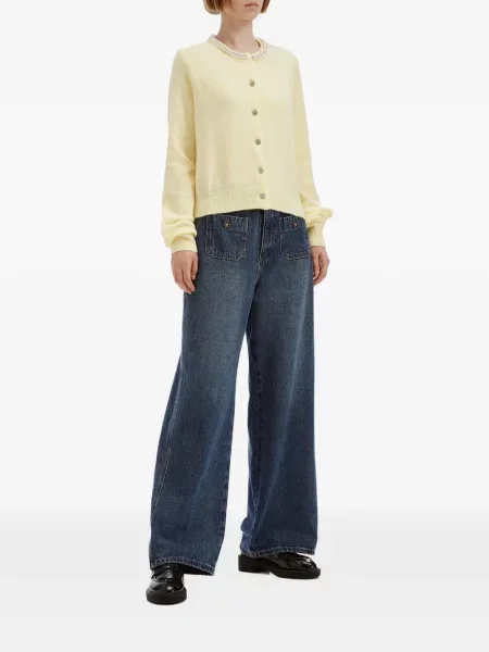 Cardigan B+ab cu perle galben
