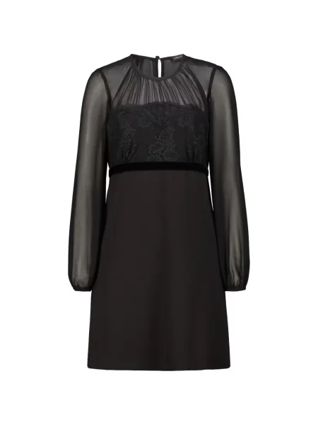 Sukienka mini Drhope w kwiatki koronkowa garniturowa czarna