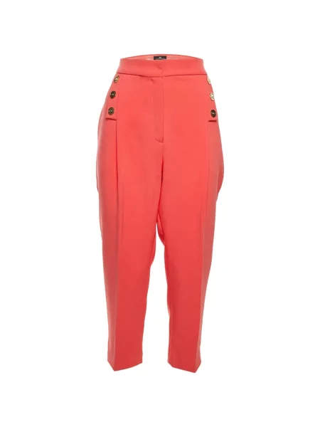 Pantaloni Elisabetta Franchi din crep conici roșu