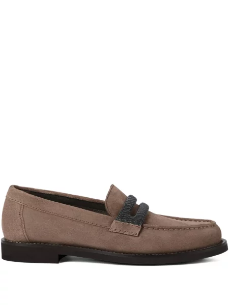 Pantofi loafer Brunello Cucinelli din piele de căprioară maro