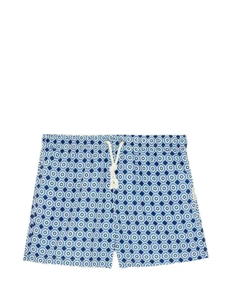 Slip de baie Gassa D Amante cu imagine cu imprimeu geometric cu cordon albastru