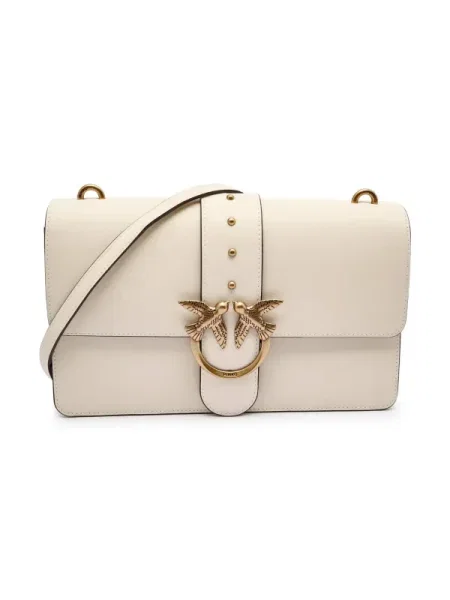 Pinko De piele geantă poștaș LOVE ONE CLASSIC CL bej