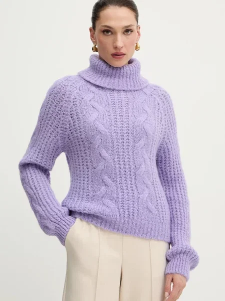 Morgan pulover din amestec de lână de alpaca cu guler MPALMA violet