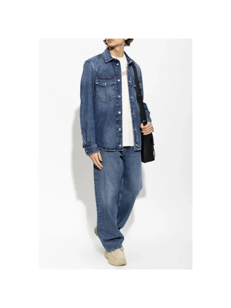 Jeansy Moncler z logo niebieskie