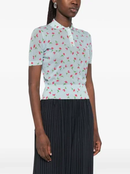 Top Jil Sander w kwiatki niebieski