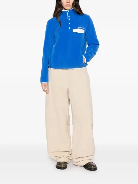 Hanorac din fleece Sporty & Rich cu broderie din fleece albastru