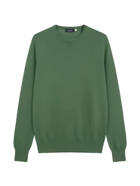Lung pulover Tombolini cu decolteu rotund verde