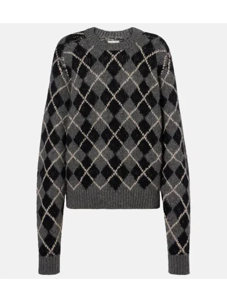 Pulover Khaite din cașmir cu model argyle gri