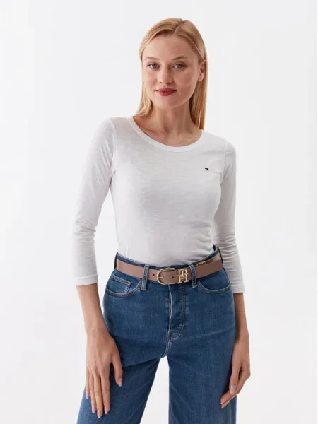 Блуза с дълги ръкави Tommy Hilfiger бежово