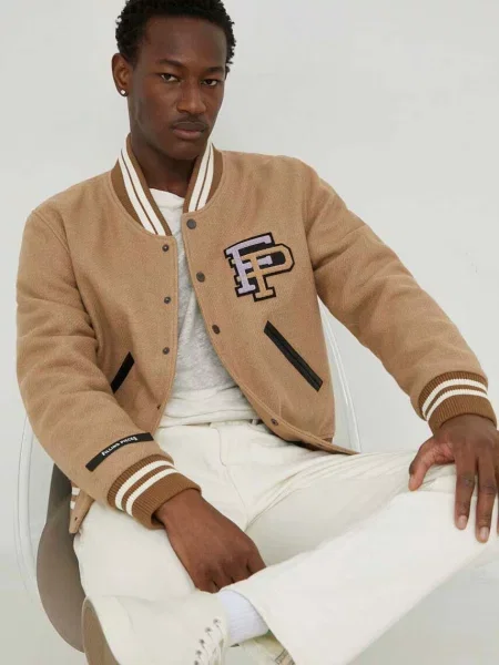 Filling Pieces kurtka bomber wełniana Varsity Jacket przejściowa brązowy
