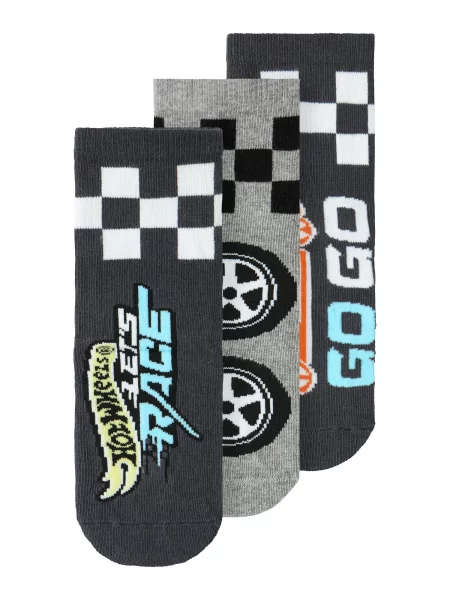 NAME IT Șosete NMMSofus Hotwheels albastru noapte / gri / negru alb