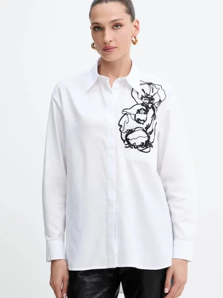 MAX&Co. cămașă din cu guler clasic relaxed alb