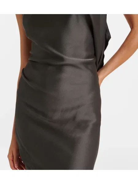 Rochie midi Victoria Beckham din satin drapată gri