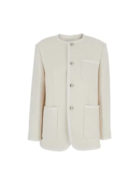 Marynarka Dunst tweedowa bez kołnierza biała