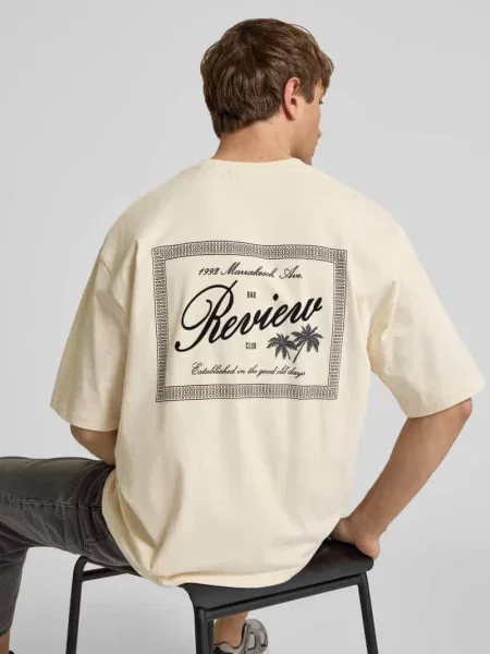 T-shirt z okrągłym dekoltem i nadrukiem z logo labelu Review