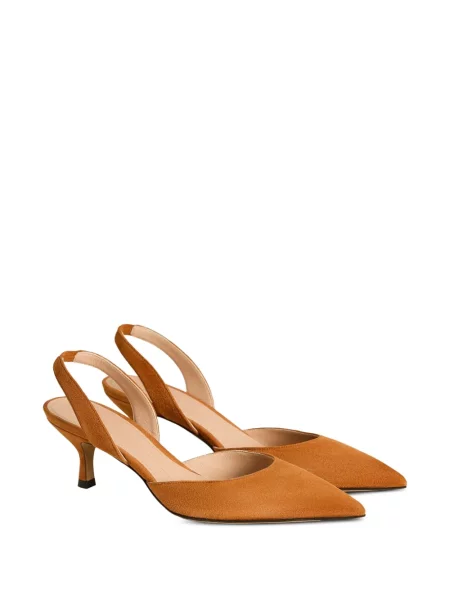 Pantofi cu toc Kiton din piele de căprioară slingback maro