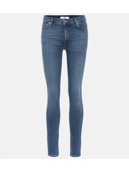 Jeansy skinny 7 For All Mankind z wysoką talią niebieskie