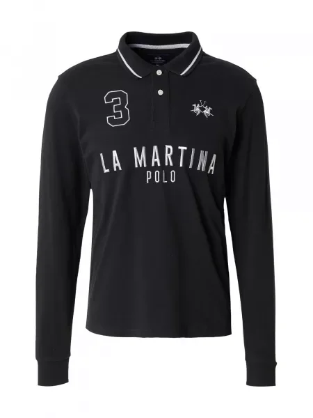 La Martina Tricou negru / murdar alb