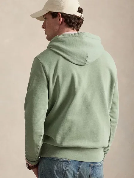 Polo Ralph Lauren pulover s kapuco bombažen zelena
