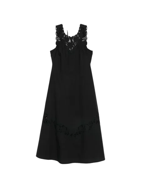 Rochie midi Twinset cu decolteu rotund din dantelă negru