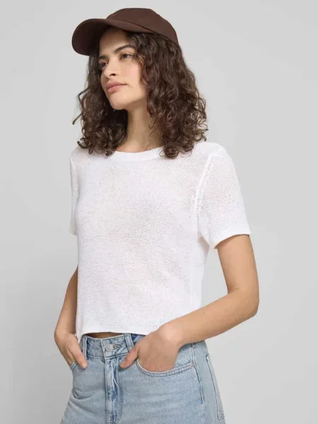 Sweter z dzianiny o kroju regular fit z krótkimi rękawami Model SUNNY' Only biały