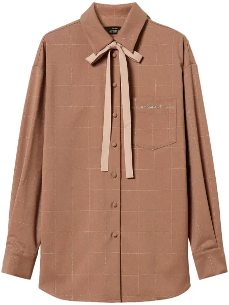 Cămașă Twinset în carouri maro