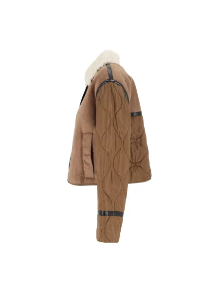 Lniana kurtka Weekend Max Mara brązowa