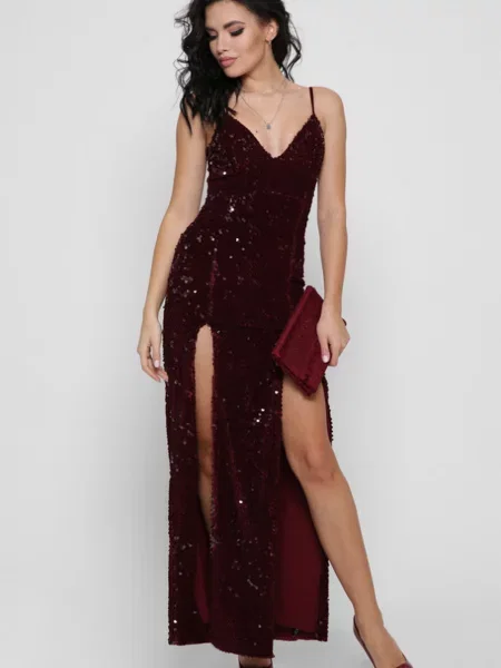 Макси платье Carica бордовое